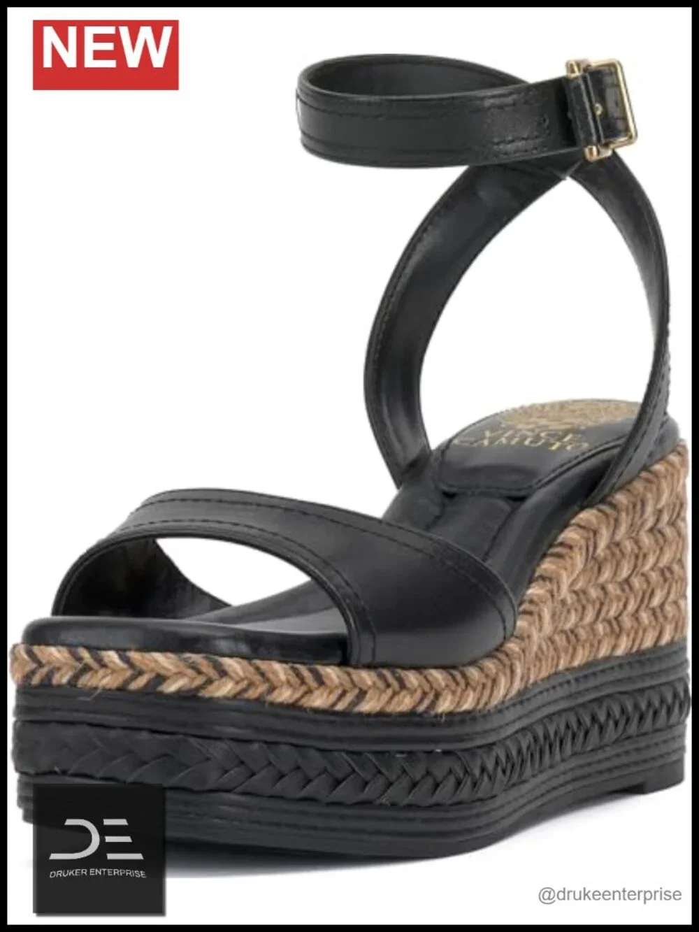 Leather Espadrille Wedge Sandals Ankle Strap Open Toe